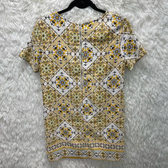 Lulus Yellow Geometric Print Sheath Dress Back Zip XS - Picture 4 of 7